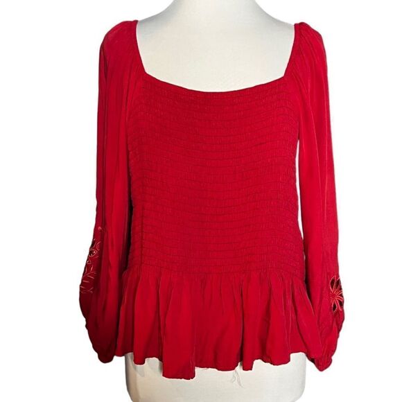 A beautiful Soul by Altar’d State Mina Ladies Plus Size Smocked Peasant Blouse - Picture 1 of 7